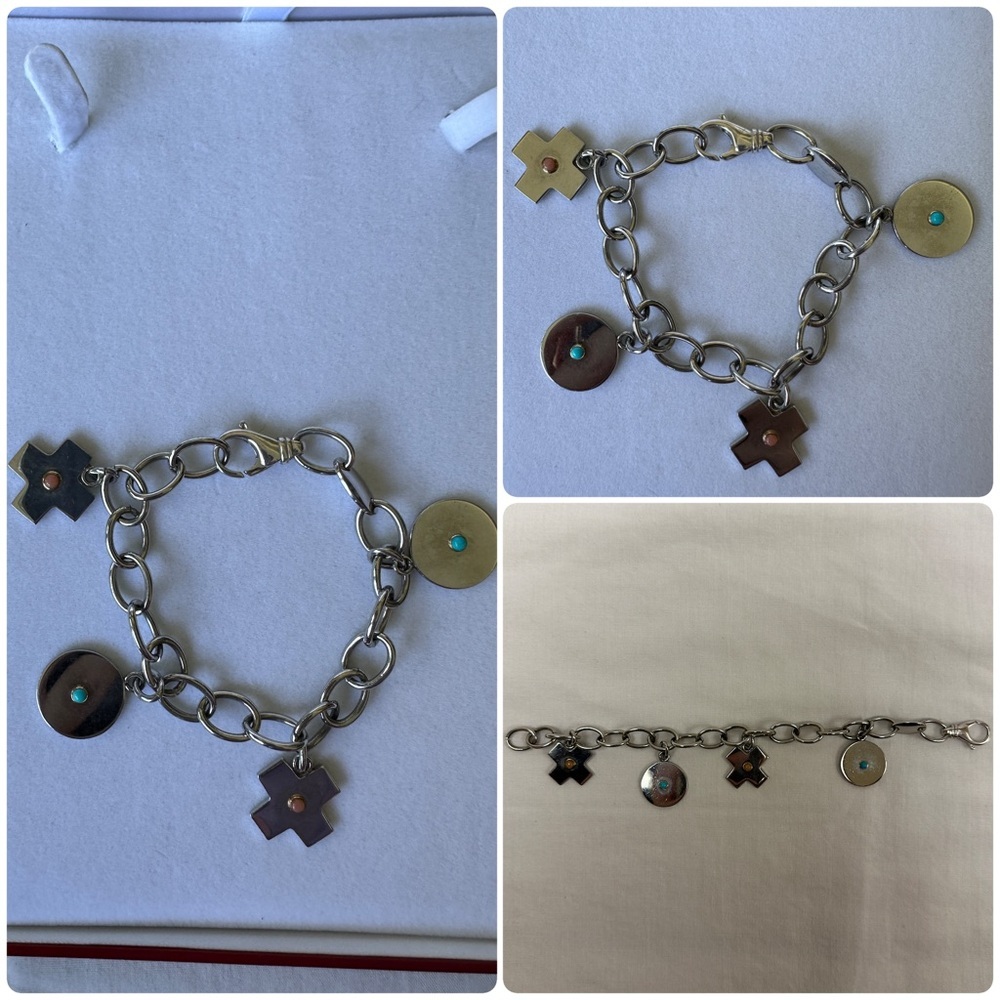 Designer PDL Stainless Steel 18kt Gold Charm Bracelet Made in Italy Boho Western